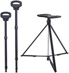 Cane with Seat Folding Lightweight Walking Stick Portable Stool Adjustable and Sturdy Cane Chair for Men & Women, Seniors Outdoor Mobility Aids with Travel Bag and 2 Base