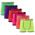 COSHAL® Men's Awesome Seamless Fit Boxer Shorts NEON Waistband, Soft Boxers Everyday Wear, Briefs Sports Comfortable Mens Underwear (Pack 3) (RED, ORANGE, PURPLE), XL