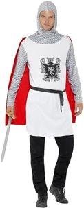 Smiffys Costume de Chevalier, Economie, Blanc, Haut avec Cape Attachée, Ceinture, et Capuchon