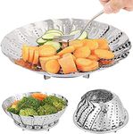 WOPPCART Vegetable Steamer Basket, 100% Stainless Steel Steamer Insert for Veggie/Seafood Cooking/Boiled Eggs with Safety Tool - Fit for Instant Pot and Adjustable (Pack of 1) (big)