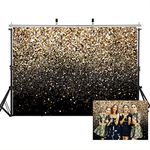 SJOLOON 7X5ft Black and Gold Backdrop Golden Spots Backdrop Vinyl Photography Backdrop Vintage Astract Background for Family Birthday Party Newborn Studio Props 11547