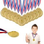 TXPZOH Medals for Children 12 PCS Metal Medal Gold Winner Medals for Kids Adults, Gold Medals Party Award Medals with Neck Ribbons for Kids Sports Prizes Gymnastics Competitions Party Favors