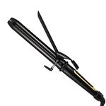 Lanvier 1.25 Inch Clipped Curling Iron with Extra Long Tourmaline Ceramic Barrel, Professional Hair Curler up to 450°F with Dual Voltage for Traveling, Hair Waving Style Tool for Girls & Women –Black