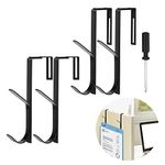 Wehhbtye 4pcs Adjustable Double Coat Hooks - Thick Cubicle Wall Coat Hook - Metal Over The Panel Double Hook Adjusted to Fit 1.35 to 3.5 Inch Thickness Panels for Wall Panel