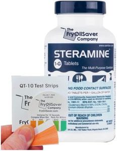 Steramine Sanitizer Tablets, Multi Purpose Sanitizing Tablets for Food Contact Surfaces, Kitchen & Restaurant Cleaning Supplies with 1x Test Kit of 15 QT-10 Test Strips by FryOilSaver Co.(150 Tablets)