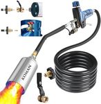 KOMAN Weed Torch, Propane Torch Weed Burner Kit, Flamethrower with 1lb Propane Cylinder Converter and 9.8FT Hose, Heavy Duty 500,000 BTU with Turbo Trigger for Flame Weeding,Roofing, Melting Ice Snow