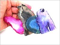 Jet International Energized Set of 4 (Four) Agate Slice Coaster 2.5-3 inch Approx. Good Luck Happy Home Decor Gemstone Saucer Geode Stone Cup Holder Table Decoration Home Image is JUST A Reference