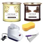 CUVLY Wax Heater Machine Waxing Kit Combo Wax Machine White Chocolate Cream Wax (550 gm) Chocolate Wax (550 gm) Wax Strips (70pcs) Wax Spatula(Kinfe),Sponge) | Wax Combo (5)