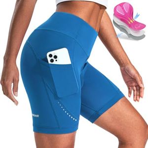 Nepest Padded Bike Shorts Women Biker Cycling Bike Biking Shorts with Pockets Bicycle Sky Blue,Small