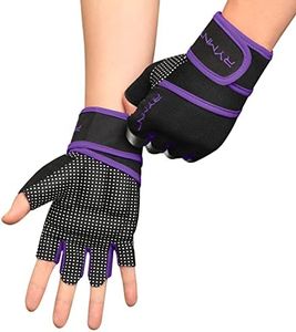 RYMNT Workout Gloves with Wrist Wrap Support, Weight Lifting Gloves with Full Palm Protection & Extra Grip for Men Women Gym Exercise, Fitness, Weightlifting, Pull ups, Power Lifting,Purple-L
