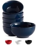 KooK Cereal Bowl, Bowl Set, Ceramic Bowls, Set of 6, Soup Bowl, White Bowl, Microwave, Dishwasher and Freezer Safe, Chip Resistant, for Pasta, Salad, Oatmeal, Deep Interior, 24 Oz (Navy, 6 Inch)