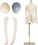 lavandeform Female Dress Model Torso Body Clothing Forms,Size 8 Professional Dress Form for Tailor Design,Sewing Mannequin Foam Body for Pinning,Soft Long Sleeve Sewing Arms. (with Arms Beige, 8)