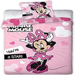AYMAX S.P.R.L. Parure de lit Disney Minnie Star - Housse de Couette 140x200 cm + Taie d'oreiller 63x63 cm
