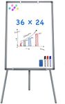 Easel Whiteboard - Magnetic Portable Dry Erase 36 x 24 Tripod Height Adjustable, 3' x 2' Flipchart Easel Stand White Board for Office (36x24 Gray)