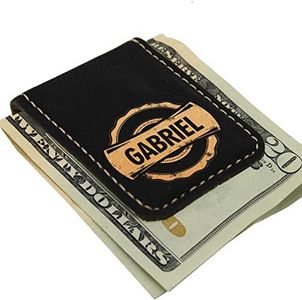 The Wedding Party Store Personalized Magnetic Money Clip - Custom Engraved for Men, Him, Dad (Black with Gold)