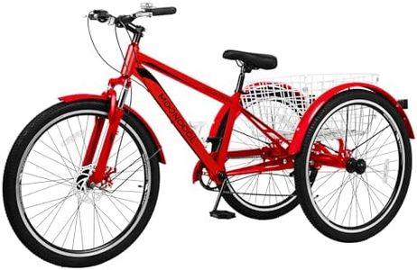 Slsy Adult Mountain Tricycle, 7 Speed Three Wheel Bike, 24/26 Inch Adults Trikes for Seniors with Shopping Basket, Exercise Men's Women's Tricycles