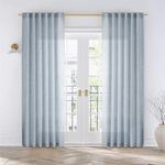 Dusty Blue Linen Curtains 84 Inches Long for Living Room 2 Panels Set Back Tab Farmhouse Boho Light Filtering Semi Sheer Mineral Blue Curtain Drapes for Bedroom Rideau Salon(50 x 84 inch, Stone Blue)