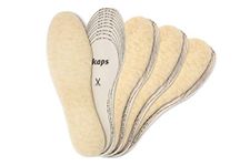 Kaps Winter Insole Set, 4 x Sheep Wool Inserts for Shoes and Boots, Warm & Soft, Set of 4 Pars Cut to Size Shoe Insoles for Adults Unisex, 4 Pair Pack