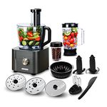 Food Processor, TopStrong 11-in-1 food processor and blender with Chopping Blending Kneading Grinding Whisking Juicing, 1100W, 3 Speeds Plus Pulse, 3.2 L Bowl and 1.5L Jug Blender, Color Grey