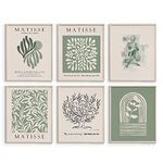 ARPEOTCY Green Matisse Wall Art Prints Set of 6, Unframed, 11x14 inches, Boho Retro Posters for Room Aesthetic, Henri Matisse Art Prints for Living Room, Bedroom