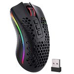 Redragon M808 Storm Lightweight RGB Wireless Gaming Mouse, Honeycomb Shell - 12,400 DPI Optical Sensor - 7 Programmable Buttons, Black