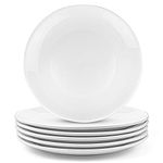 Foraineam 6 Pieces Porcelain Dinner Plates Approximate 10 Inch Round Salad Plate White Dinnerware Dish Catering Serving Plates