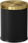 LEASYLIFE 15L/4GAL Black Bathroom Trash can,Gold Bathroom Garbage can with lid，Small Trash Can with Flipping Lid, Garbage cans for Bedroom, Kitchen，Living Room.(15L-Black)