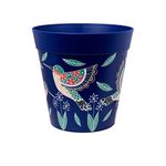 Hum Flowerpots, 22cm, Various Patterns Colours and Sizes, Indoor/Outdoor Plastic Plant Pot, Blue Hummingbird