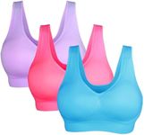 KINYAOYAO 3 Pack Women's Ultimate Comfy Medium Support Seamless Wireless Sports Bra with Removable Pads, Ptbx-sc, 6X-Large