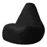 Bean Bag Bazaar High Back Recliner Chair, Black, 87cm x 65cm, Large Living Room Gaming Bean Bags, Water Resistant Outdoor Lounger Beanbag