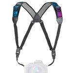 USA GEAR DSLR Camera Strap Chest Harness with Quick Release Buckles, Galaxy Neoprene Pattern and Accessory Pockets - Compatible with Canon, Nikon, Sony and More Point and Shoot and Mirrorless Cameras