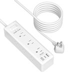 BN-LINK Surge Protector Power Strip with 9 Outlets 2 USB-A 1 USB-C(Total 3.4A), 3-Side Outlet Extender Strip with 5 Ft Extension Cord, Flat Plug, Desktop Charging Station for Travel, Home, Office, 15A