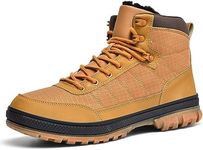 Wondamo Men's Snow Boots Lightweight Waterproof Winter Boots Fur Lined Anti-slip Cold Weather Shoes, Wheat Light Brown, 9 US Men