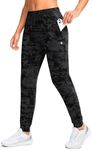 G Gradual Women's Joggers Pants with Zipper Pockets Tapered Running Sweatpants for Women Lounge, Jogging (Grey Camo, XX-Large)