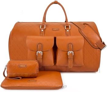 Garment Bag for Travel, Convertible Carry on Garment Duffel Bag for Men 3Pcs, Faux Leather Waterproof Large Weekender Bag for Men 2 in 1 Hanging Suitcase Suit Dress Business Travel Bag