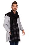 likemary Mens Winter Scarf – Large Wool Blanket Wrap, Warm & Multi-Use for Travel, Festivals & Outdoor – Handmade Striped Scarf Gift - Stripes Black & Grey