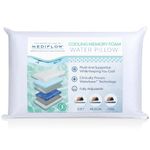 Mediflow Cooling Gel Memory Foam Water Pillow - Adjustable Pillow for Neck Pain Relief, Pillow for Side, Back, and Stomach Sleepers, Cooling Bed Pillows for Sleeping (1 Pillow)