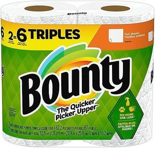 Bounty Full Sheet Paper Towels, White, 2 Triple Rolls - 6 Regular Rolls