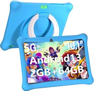 Kids Tablet with Case, 10.1 Inch Android 13 Tablet for Kids, 2+2GB RAM 64GB ROM Kids Tablets, WiFi, Parental Control APP, Kidoz Pre Installed, Dual Camera, Educational Games, Blue