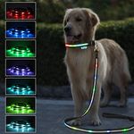 LED Dog Leash, Lighted Dog Leash for Night Walking, USB Rechargeable 8 Colors in One Heavy Duty Light Up Dog Leash Padded Handle Glow in The Dark Led Leashes for Small Medium Large Dogs-6FT