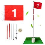 Pin Flags 5 Sections RemovablePutting Green, Flagpole and Hole Cup Set Portable Putting Green Flag for StandardCourse, Yard, Garden Training