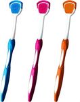 Tongue Brush, Tongue Scraper, Tongue Cleaner Helps Fight Bad Breath, 3 Tongue Scrapers, 3 Pack (Blue & Orange & Red)