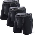 Separatec Men's Sport Underwear Trunks Dual Pouch Boxers Dry Fastly Breathable 3 Pack, Black, M