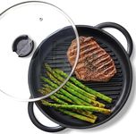 Jean-Patrique The Whatever Pan, Griddle Pan for Induction or Stove Top - Non-Stick Grill Pan, Lighter Than Cast Iron Pan, with Lid, 10.6" Diameter