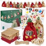 Fill Your Own Advent Calendar 2023: Beautiful Advent Calendar Fill Yourself with 24x Jute Drawstring Bag and Number Sticker Set - DIY Advent Calendar Craft Set - Fabric Advent Calendar Hanging LIVAIA