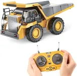 PREPOP Kids' RC Dump Truck Toy - Remote Control Construction Truck with Metal Bed, Lights & Sounds, for Boys Ages 6-10 Years and Up
