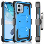 Tekcoo Holster Case for Motorola Moto G 5G | 2023 Only | XT2313 [Tshell] Shock Absorbing [Built-in Screen Protector] [Kickstand Locking Belt Clip] Carrying Swivel Defender Full Body Cover - Blue