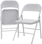 GarveeHome Dining Chairs Set of 2, Foldable Dining Chairs with Metal Frame Hold Up to 350 Pounds, Portable Grey Kitchen Chair Suitable for Dining Room, Living Room, Office, Indoor and Outdoor Events