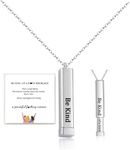 LIU JUN Be Kind Of A B Necklaces For Women, To Best Friends Sorority Sisters Inspirational Square Tubes Pendant With Hidden Message Stainless Steel Band Friendship Gift Jewelry, Stainless Steel, No