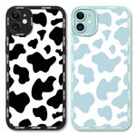 Yoedge 2 Pack Cute Phone Cases for iPhone 11 Case 6.1", Fashion Cow Print Silicone Slim Soft TPU Phone Case for Women, Shockproof Cover Protective Funda para Girls, Black & Blue…